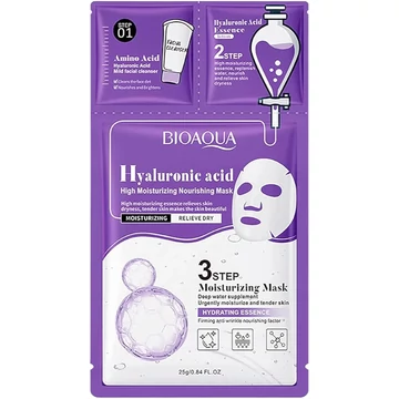 Bioaqua - 3 step Hyaluronic Acid Mask - 3 lépéses fátyolmaszk