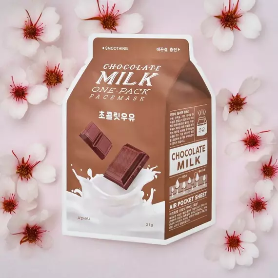  A'PIEU Milk One Pack fátyolmaszk - Csokoládé Virágos háttérrel